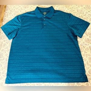Haggar Clothing Cool 18 Performance Men Polo/ Golf Shirt Size L Turquoise Blue